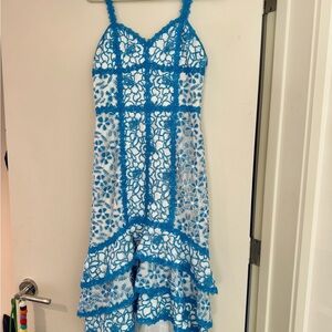 Alice + Olivia Blue White Crochet Lace Dress BNWT size 6